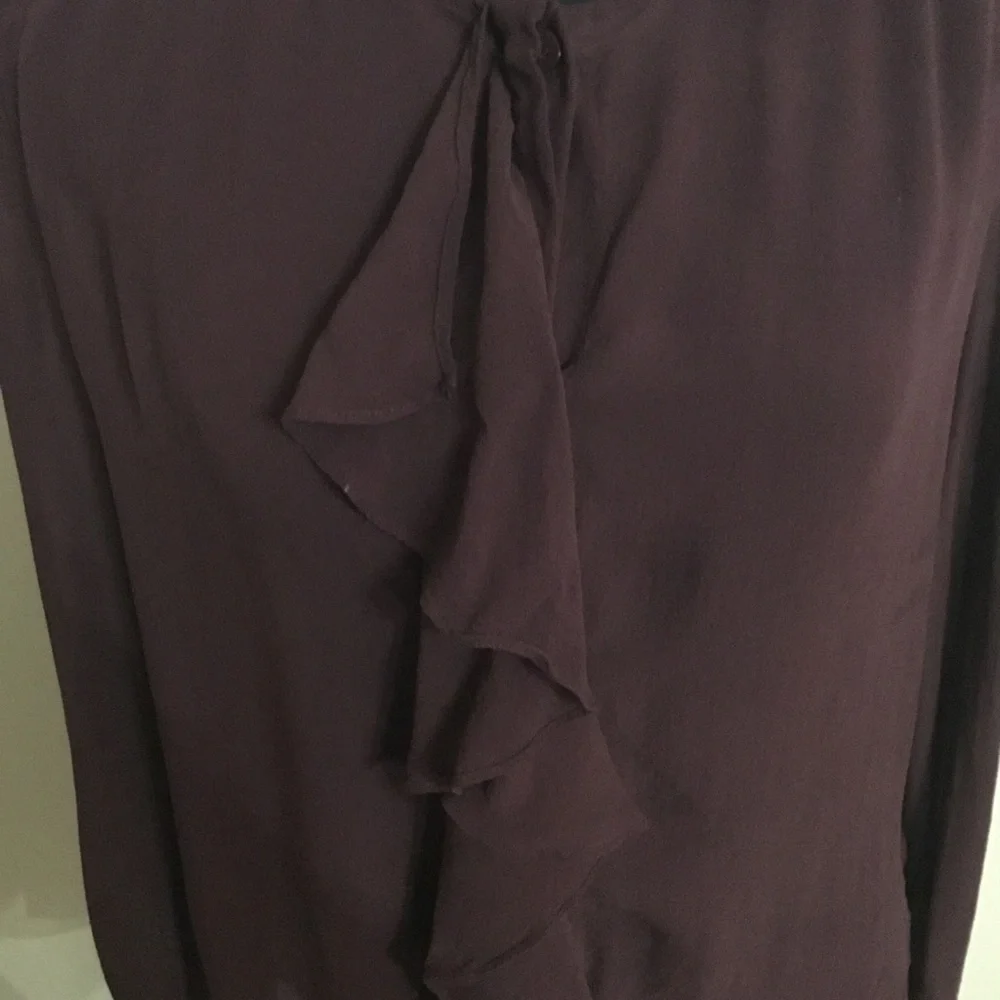 Anthropologie Moulinette Soeurs Women’s 100% Silk Burgundy Ruffled Top Size M - Picture 6 of 8